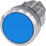 Trykknap 22mm rund metal skinnende blå flad