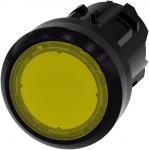 Lystrykknap 22 mm rund plastik gul flad