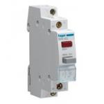 Trykknap 16a 1br med 230v led rød