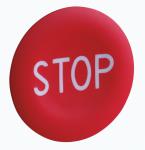 Trykflade rød med tekst: stop