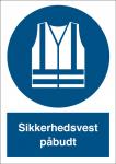 Påbudsskilt sikkerhedsvest påbudt selvklæbende vinyl (a4) 297 x 210 mm p220va4