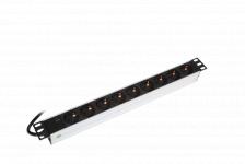 Powerpanel 9xschuko med led 1u sort
