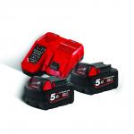 Milwaukee m18 nrg-502 batterisæt 2xm18 5ah+1xm12 2ah inkl. lader