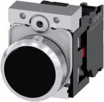 Trykknap 22mm rund metal skinnende sort flad knap momentan kontakt med holder 1nc