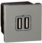 Arteor dobbelt usb 2400ma 2 moduler magnesium