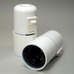 Fatning e27 m10 med afbryder glat hvid