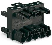 Afgreningsblok 3-vejs 1xstik /3xhun5p sort