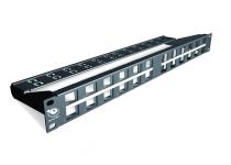 Patchpanel fladt vinklet 24 port passer til alle leviton utp & stp konnekter 1he sort