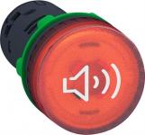 Ø22 mm lydgiver med rød led og enten konstant eller bibbende tone 230v ac/dc forsyning