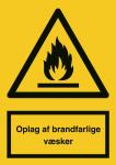 Advarselsskilt oplag af brandfarlige væsker selvklæbende vinyl (a5) 210 x 148 mm a321va5