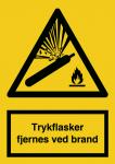 Advarselsskilt trykflasker fjernes ved brand plast (a3) 420 x 297 mm a322pa3