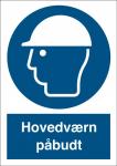 Påbudsskilt hovedværn påbudt plast (a5) 210 x 148 mm p203pa5