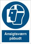 Påbudsskilt ansigtsværn påbudt plast (a5) 210 x 148 mm p216pa5