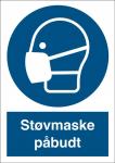 Påbudsskilt støvmaske påbudt selvklæbende vinyl (a5) 210 x 148 mm p217va5