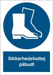 Påbudsskilt sikkerhedsfodtøj påbudt plast (a4) 297 x 210 mm p219pa4