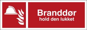 Brandskilt branddør hold den lukket selvklæbende vinyl ( 1/2a4) 105 x 297 mm h417v105x297mm