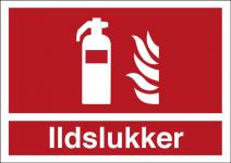 Brandskilt ildslukker selvklæbende vinyl (a5) 148 x 210 mm h454va5