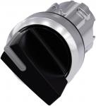 Belyst drejeknap 22 mm sort rund metal 3 kontakt positioner