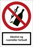 Forbudskilt alkohol og rusmidler forbudt refleks alu. (a4) 297 x 210 mm f105raa4