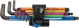 Wera stiftnøglesæt 950/9 hex-plus multicolour hf 1 blacklaser med holdefunktion 9dele 1,5x90-10x224mm