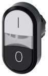 Dobbelt trykknap 22 mm rund plastik hvid: i sort: o