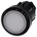 Siemens 3SU10010AA600AA0 3SU1001-0AA60-0AA0 Lysende trykknap, frontring af plast, rund knap i sort og hvid, trykudløsning, 1 stk., 14 g, 40 mm, 30 mm, 30 mm