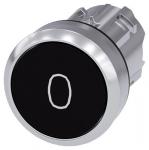 Trykknap 22 mm rund metal skinnede sort inskription: o flad