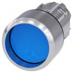 Trykknap 22 mm rund metal skinnede blå front ring forhøjet
