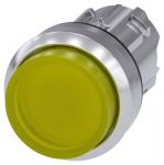 Lystrykknap 22 mm rund metal skinnede gul trykknap forhøjet