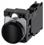 Trykknap 22 mm rund plastik sort trykknap flad med holder 1 no+1 nc fjeder
