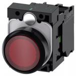 Lystrykknap rød trykknap flad med holder 1 no led modul med integreret led 24 v ac/dc skrue