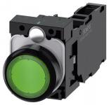 Lystrykknap grøn trykknap flad med holder 1 no+1 nc led modul med integreret led 24 v ac/dc skrue