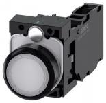 Lystrykknap hvid trykknap flad med holder 1 no+1 nc led modul med integreret led 24 v ac/dc skrue