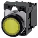 Lystrykknap gul trykknap flad med holder 1 no led modul med integreret led 230 v ac skrue