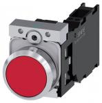 Trykknap 22 mm rund metal skinnede rød trykknap flad med holder 1 no+1 nc fjeder