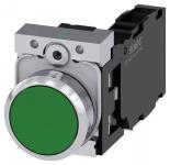 Trykknap 22 mm rund metal skinnede grøn trykknap flad 1 no+1 nc skrue