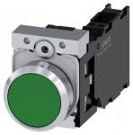 Trykknap 22 mm rund metal skinnede grøn trykknap flad 1 no+1 nc fjeder