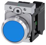 Trykknap 22 mm rund metal skinnede blå trykknap flad 1 no fjeder