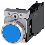 Trykknap 22 mm rund metal skinnede blå trykknap flad 1 no+1 nc fjeder