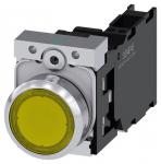 Lystrykknap gul trykknap flad med holder 1 no+1 nc led modul med integreret led 24 v ac/dc fjeder