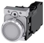 Lystrykknap hvid trykknap flad med holder 1 no+1 nc led modul med integreret led 24 v ac/dc skrue