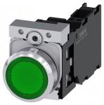 Lystrykknap grøn trykknap flad med holder 1 no+1 nc led modul med integreret led 230 v ac fjeder