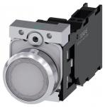 Lystrykknap hvid trykknap flad med holder 1 no+1 nc led modul med integreret led 230 v ac fjeder