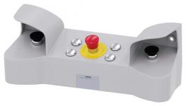 Tohånds betjeningskonsol metal 3 kontrol punkter metal 2 paddetryknapper sort 40 mm