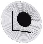 Inskription plade for lystrykknap rund hvid med sort font grafisk symbol: set up