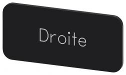 Mærkningsplade til label holder label str.12.5x27mm sort label hvid font inskription: droite