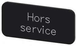 Mærkningsplade til label holder label str.12.5x27mm sort label hvid font inskription: hors service