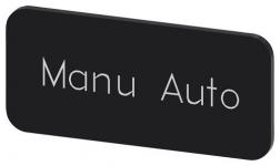 Mærkningsplade til label holder label str.12.5x27mm sort label hvid font inskription: manu auto