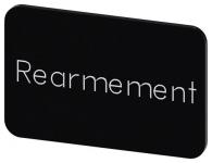 Mærkningsplade til label holder label str.17.5 x 27 mm sort label hvid font inskription: rearmement