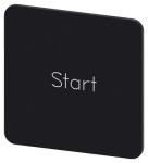 Mærkningsplade til label holder label str. 27x27 mm sort label hvid font inskription: start